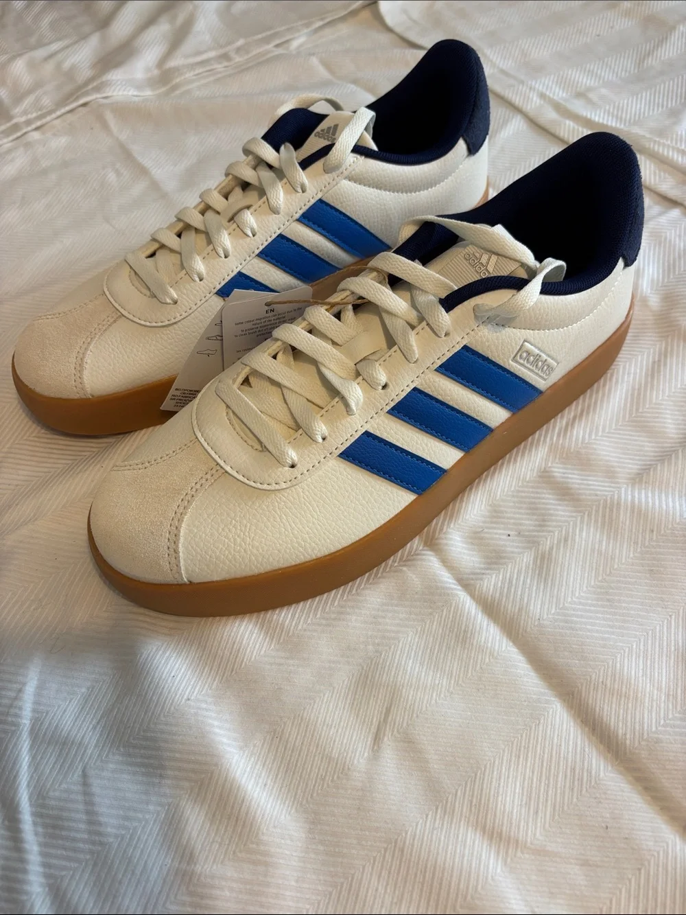 NEW Adidas VL Court 3.0 S White/Blue JR8634 Sz 9.5